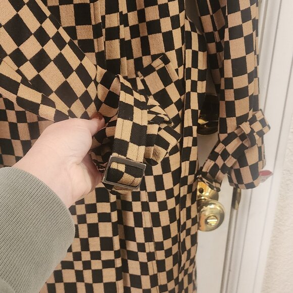 Bebe Wool Belted Trench Coat Checkered Print Fully Lined US Size S (SMALL) - Picture 5 of 8